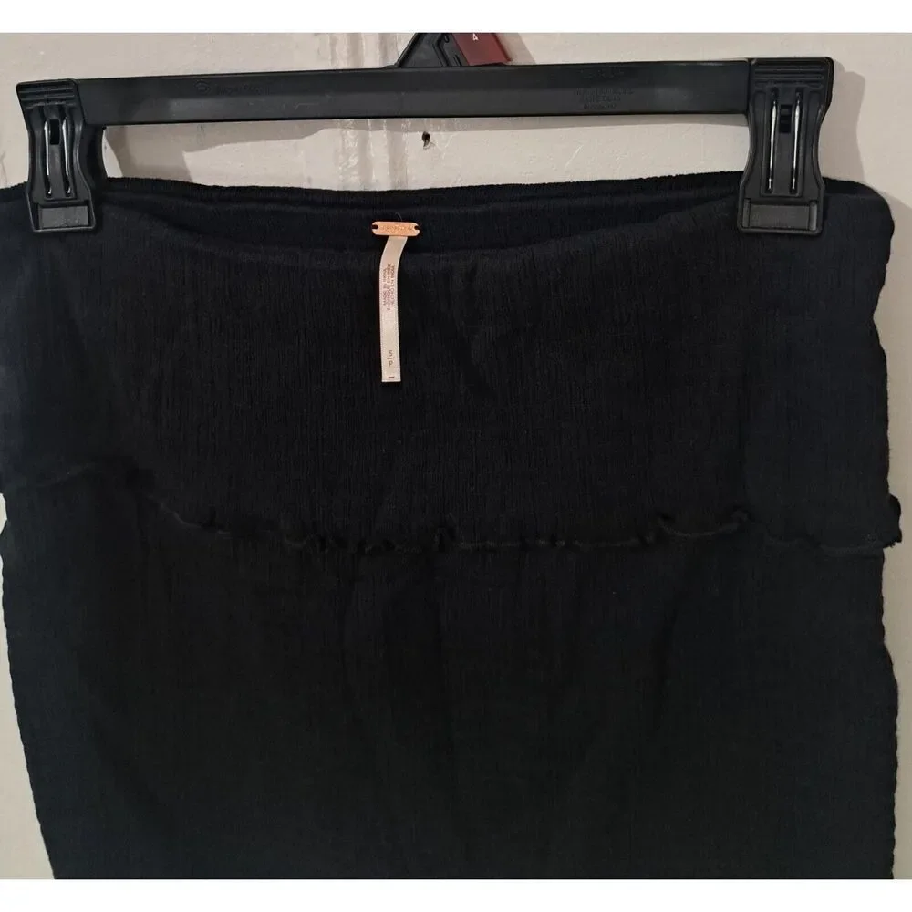 Free People Womens Small black mini skirt folded waist stretch